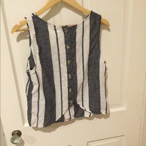 Cotton linen striped top, sz 12